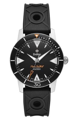 Zodiac Super Sea Wolf Rubber Strap Watch, 39mm in Black 