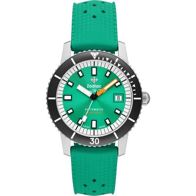 Zodiac Super Sea Wolf Rubber Strap Watch, 40mm in Green 