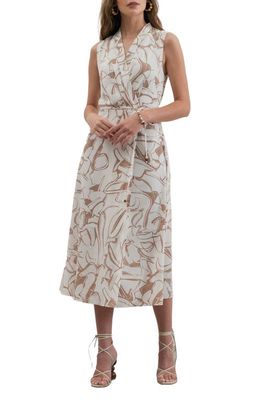 ZOE AND CLAIRE Print Midi Wrap Dress in Ivory Multi