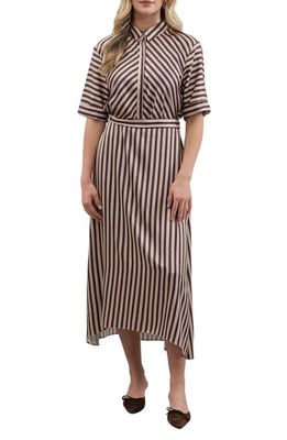 ZOE AND CLAIRE Stripe Shirtdress in Brown Multi