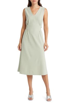 ZOE AND CLAIRE Tie Back A-Line Midi Dress in Sage