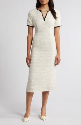 ZOE AND CLAIRE Tweed Midi Dress in Ivory 