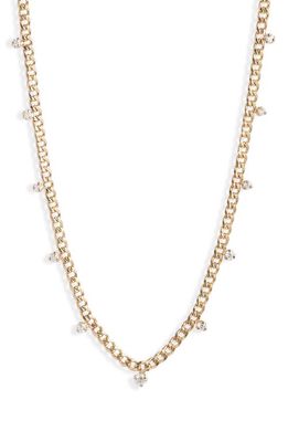 Zoë Chicco 14K Gold Curb Chain Diamond Station Necklace in 14K Yellow Gold