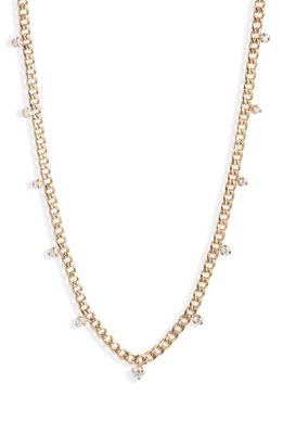 Zoë Chicco 14K Gold Curb Chain Diamond Station Necklace in Yellow Gold 