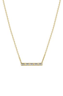 Zoë Chicco Baguette Diamond Bar Pendant Necklace in 14K Yellow Gold