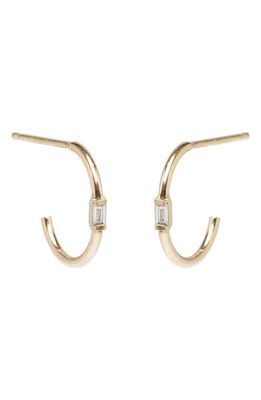 Zoë Chicco Baguette Diamond Huggie Hoop Earrings in 14K Yellow Gold