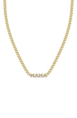 Zoë Chicco 'Mama' Diamond Pendant Necklace in 14K Yellow Gold