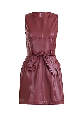 Zoey Belted Faux Leather Minidress