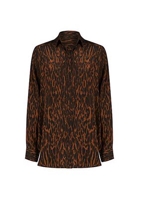 Zora Leopard-Print Crepe de Chine Shirt