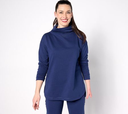 zuda French Terry Cowl Neck Pullover