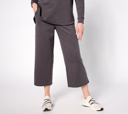 zuda Petite French Terry Wide-Leg Ankle Pant