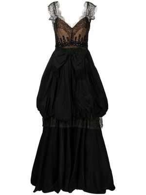 Zuhair Murad asymmetrical lace-detail gown - Black