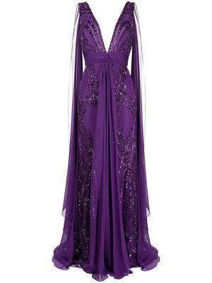 Zuhair Murad beaded silk blend gown - Purple