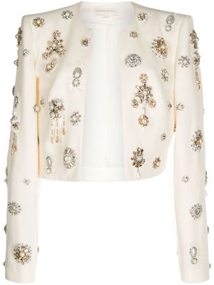 Zuhair Murad brooch-details cropped jacket - White