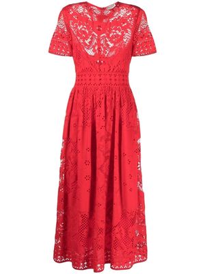 Zuhair Murad crochet-lace midi dress - Red