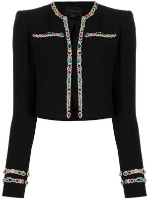 Zuhair Murad crystal-embellished cady cropped jacket - Black