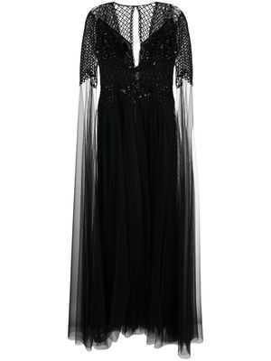 Zuhair Murad slit-sleeved tulle gown - Black
