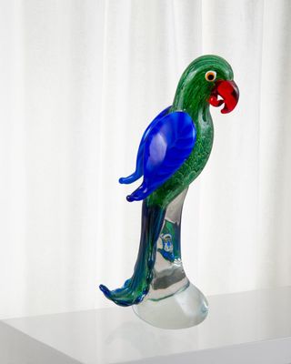 Zuma Art Glass Parrot Sculpture - 5.5" x 3.25" x 11"
