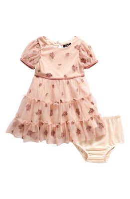 Zunie Floral Embroidered Tulle Dress & Bloomers in Blush