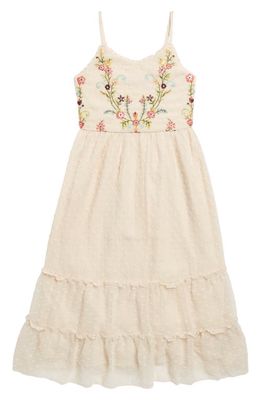 Zunie Kids' Floral Embroidered Dress in Ivory 