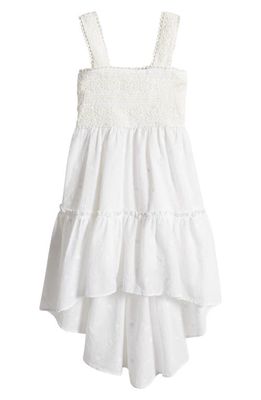 Zunie Kids' Floral Embroidered High-Low Sundress in White