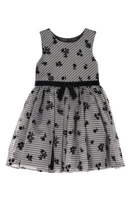 Zunie Kids' Floral Organza Party Dress in Black/Ivory