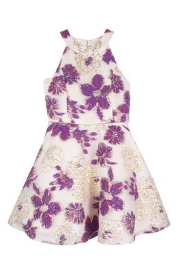 Zunie Kids' Floral Organza Party Dress in Ivory/Multi