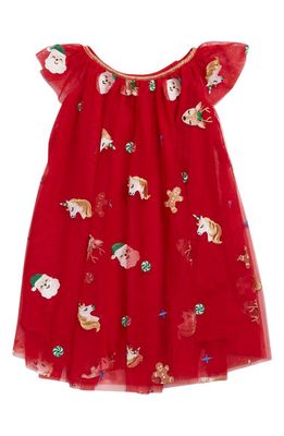 Zunie Kids' Holiday Embroidered Tulle Dress