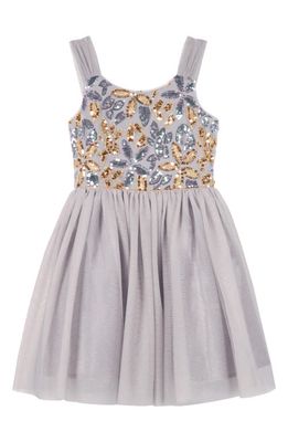 Zunie Kids' Metallic Sequin Bodice Party Dress in Grey Multi