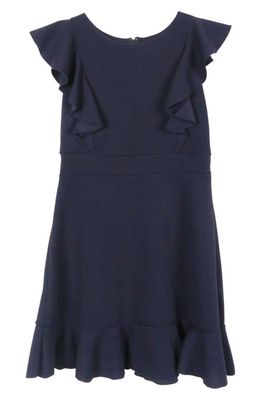 Zunie Kids' Ruffle Skater Dress in Navy