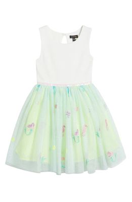 Zunie Kids' Sequin Embroidered Dress in Ivory/Mint