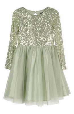 Zunie Kids' Sequin Long Sleeve Party Dress in Sage