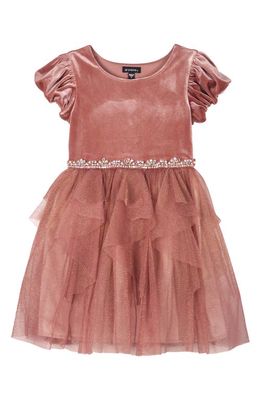 Zunie Kids' Velvet & Tulle Party Dress in Marsala