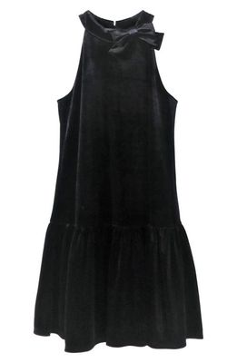 Zunie Kids' Velvet Bow Dress in Black