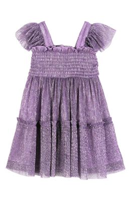 Zunie Metalllic Tiered Dress in Lilac 