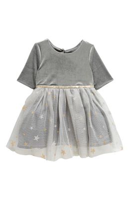 Zunie Velvet & Tulle Dress in Charcoal
