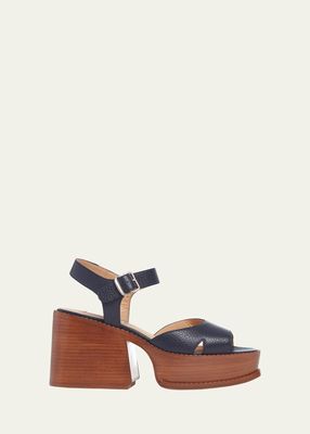 Zuri Leather Ankle-Strap Platform Sandals