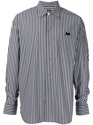 ZZERO BY SONGZIO cat-motif stripe-print shirt - Black